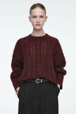 Fashion COS SWETER Z DZIANINY Z MOHEREM O WARKOCZOWYM SPLOCIE