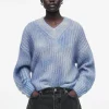 Best COS SWETER Z DZIANINY Z MOHEREM Z DEKOLTEM W SEREK