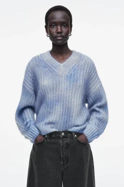 Best COS SWETER Z DZIANINY Z MOHEREM Z DEKOLTEM W SEREK