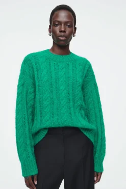 New COS SWETER Z DZIANINY Z MOHEREM O WARKOCZOWYM SPLOCIE