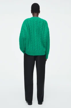 New COS SWETER Z DZIANINY Z MOHEREM O WARKOCZOWYM SPLOCIE