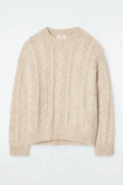 Clearance COS SWETER Z DZIANINY Z MOHEREM O WARKOCZOWYM SPLOCIE