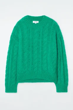 New COS SWETER Z DZIANINY Z MOHEREM O WARKOCZOWYM SPLOCIE
