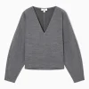Hot COS SWETER Z GOTOWANEJ WEŁNY Z DEKOLTEM W SEREK