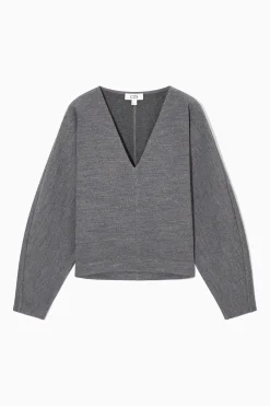Hot COS SWETER Z GOTOWANEJ WEŁNY Z DEKOLTEM W SEREK