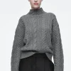 Fashion COS SWETER Z WEŁNIANEJ DZIANINY Z WARKOCZOWYM SPLOTEM