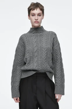 Fashion COS SWETER Z WEŁNIANEJ DZIANINY Z WARKOCZOWYM SPLOTEM