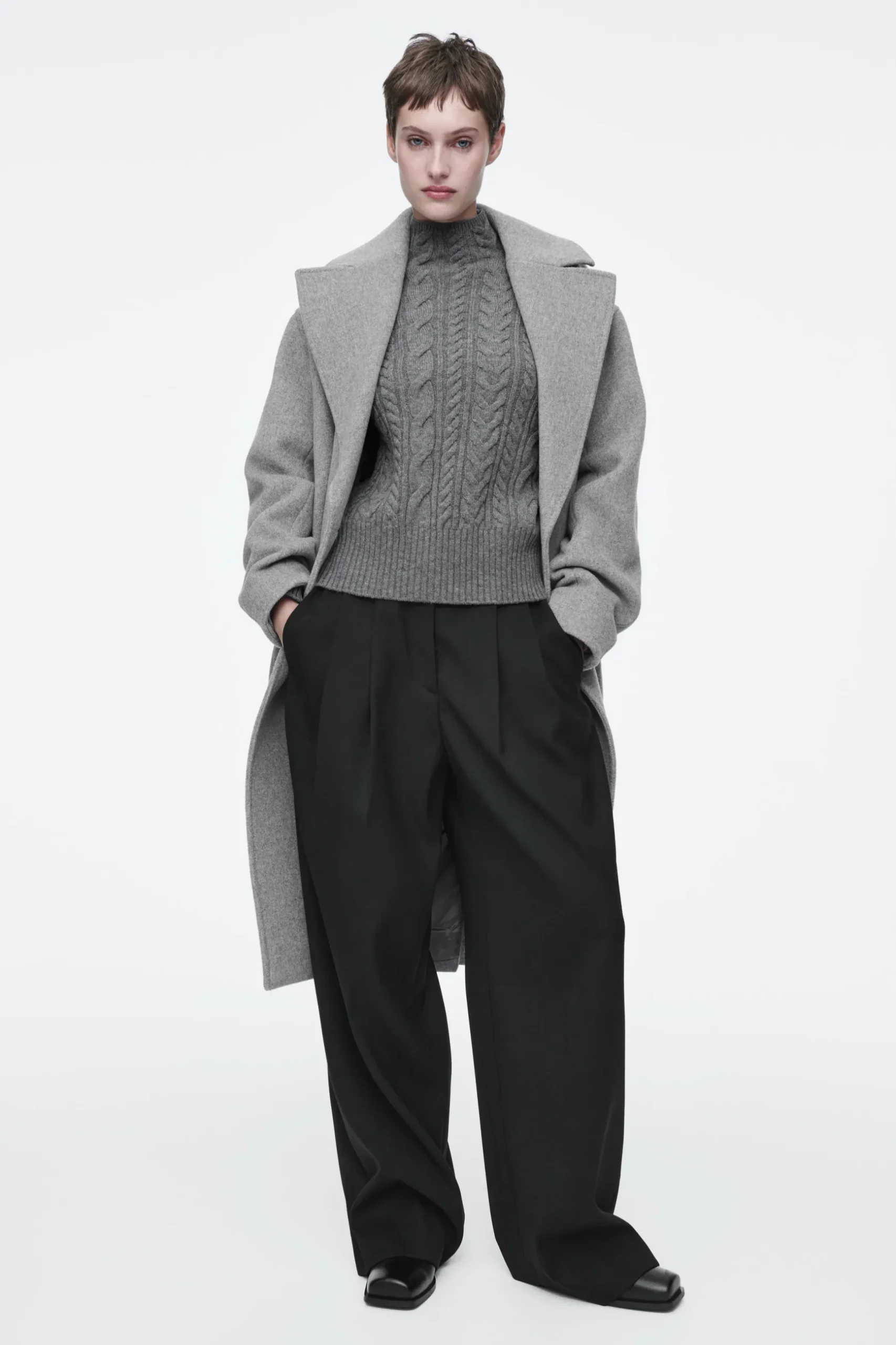 Fashion COS SWETER Z WEŁNIANEJ DZIANINY Z WARKOCZOWYM SPLOTEM