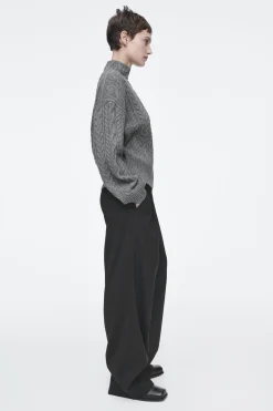 Fashion COS SWETER Z WEŁNIANEJ DZIANINY Z WARKOCZOWYM SPLOTEM