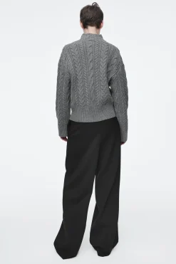 Fashion COS SWETER Z WEŁNIANEJ DZIANINY Z WARKOCZOWYM SPLOTEM