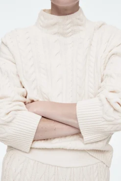 Hot COS SWETER Z WEŁNIANEJ DZIANINY Z WARKOCZOWYM SPLOTEM