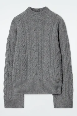 Fashion COS SWETER Z WEŁNIANEJ DZIANINY Z WARKOCZOWYM SPLOTEM