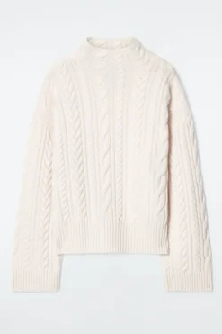 Hot COS SWETER Z WEŁNIANEJ DZIANINY Z WARKOCZOWYM SPLOTEM