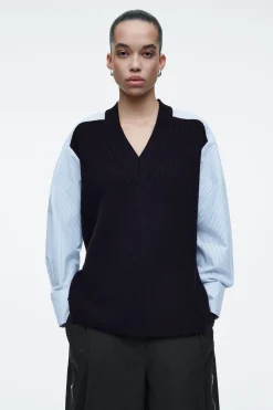 Outlet COS SWETER Z WEŁNIANYMI I POPELINOWYMI PANELAMI