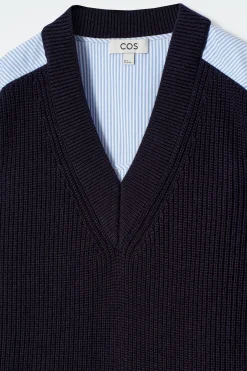 Outlet COS SWETER Z WEŁNIANYMI I POPELINOWYMI PANELAMI