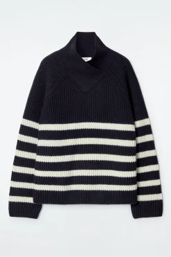 Best COS SWETER Z WEŁNY MERINO Z KOPERTOWYM GOLFEM