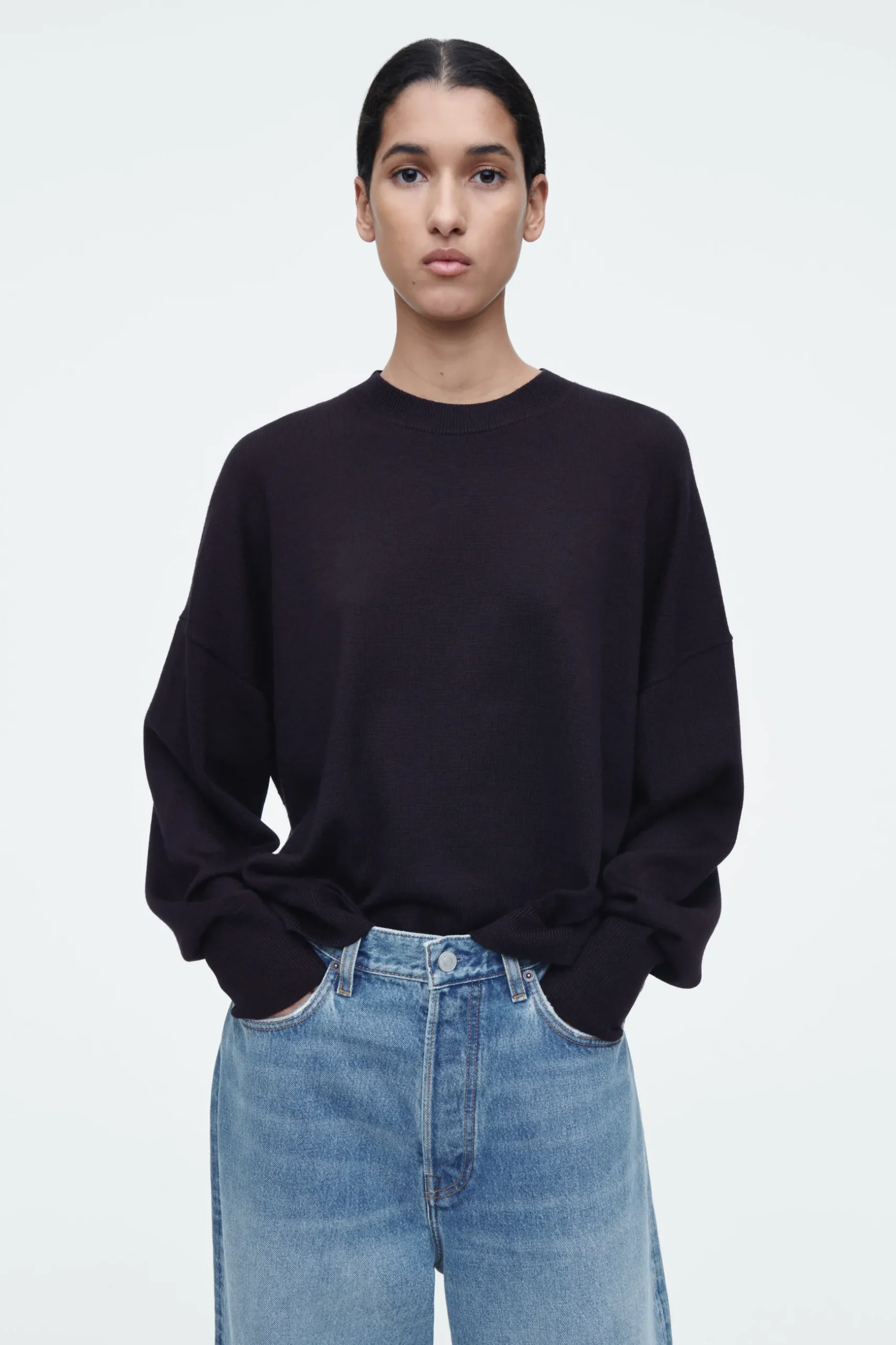 Fashion COS SWETER Z WEŁNY MERYNOSOWEJ Z OKRĄGŁYM DEKOLTEM