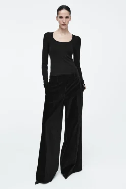 Fashion COS SZEROKIE SPODNIE Z AKSAMITU – RELAXED FIT