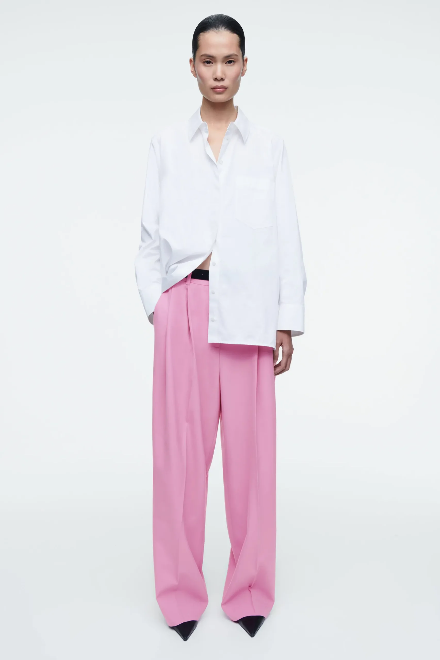 New COS SZEROKIE SPODNIE Z DIAGONALU – RELAXED FIT