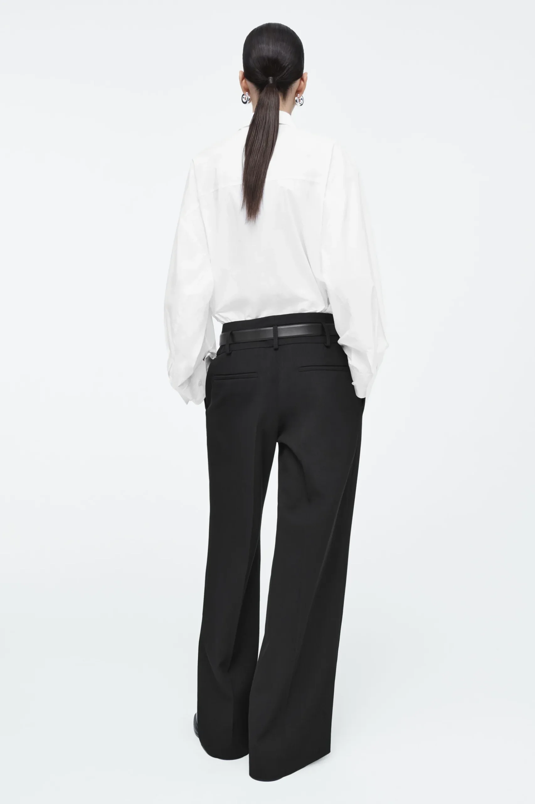 New COS SZEROKIE SPODNIE Z DIAGONALU Z WEŁNĄ – REGULAR FIT