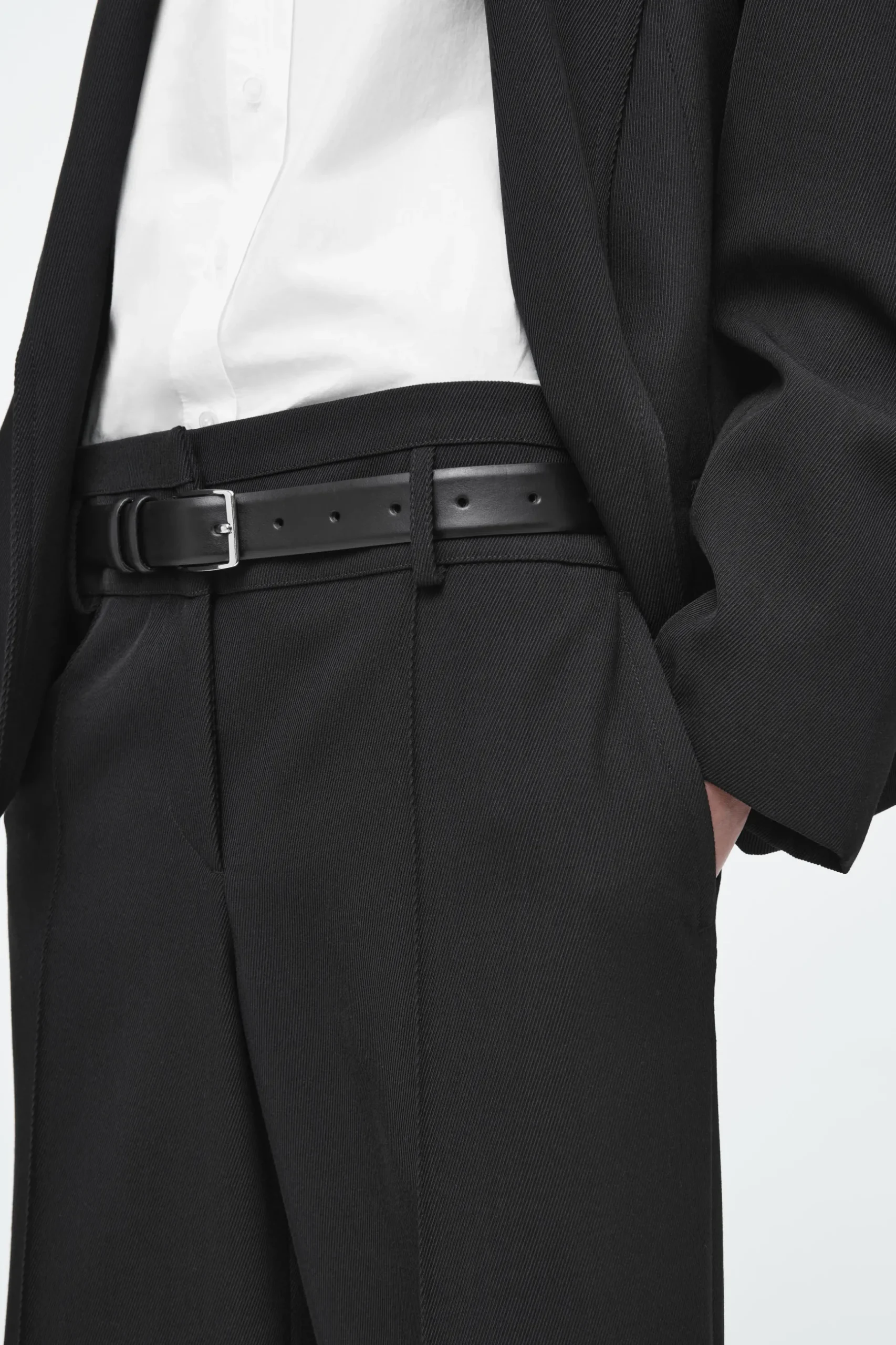 New COS SZEROKIE SPODNIE Z DIAGONALU Z WEŁNĄ – REGULAR FIT