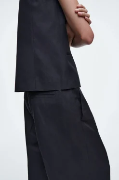 Fashion COS SZEROKIE SPODNIE Z LNEM