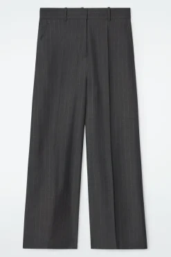 Clearance COS SZEROKIE WEŁNIANE SPODNIE W PRĄŻKI – REGULAR FIT
