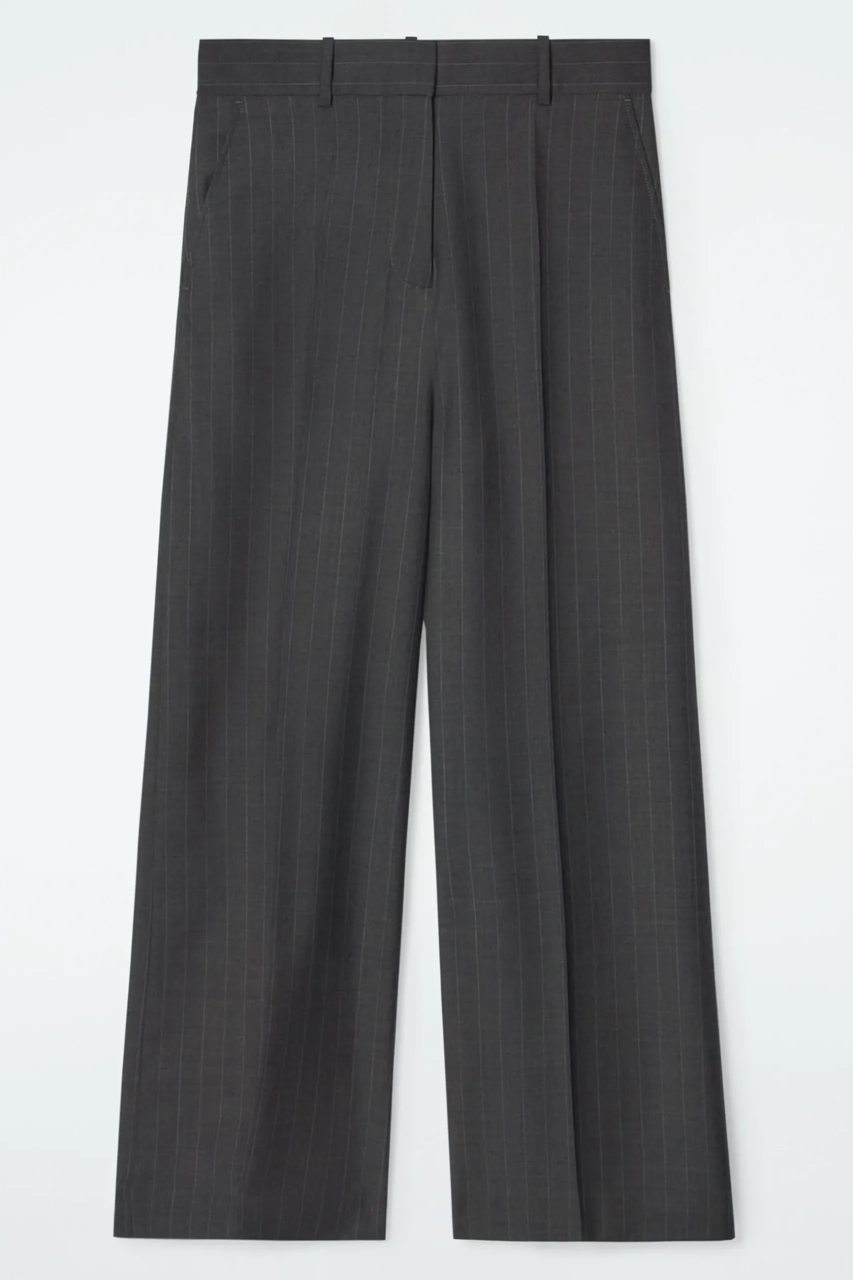 Clearance COS SZEROKIE WEŁNIANE SPODNIE W PRĄŻKI – REGULAR FIT
