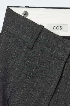 Clearance COS SZEROKIE WEŁNIANE SPODNIE W PRĄŻKI – REGULAR FIT