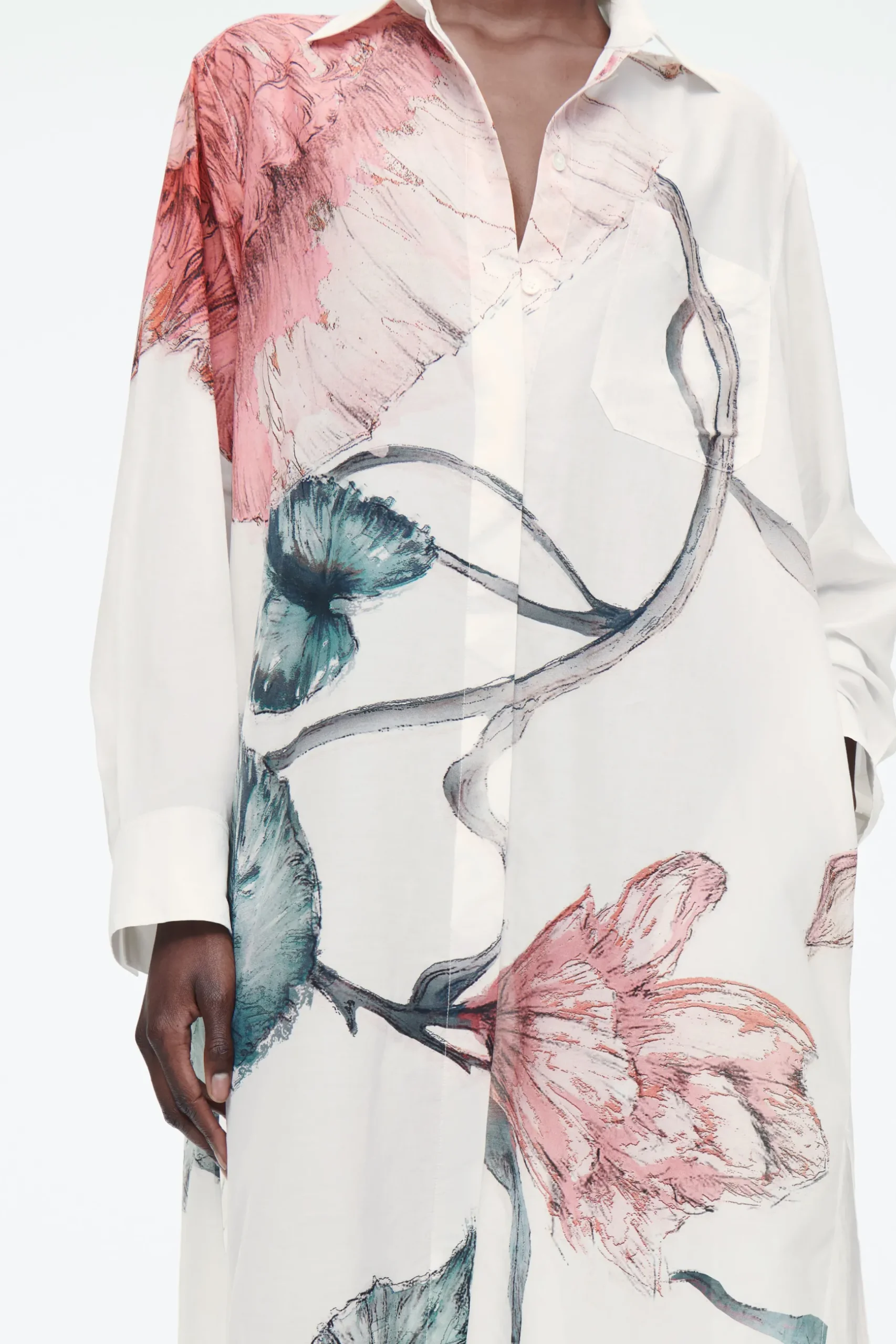 New COS SZMIZJERKA Z KWIATOWYM NADRUKIEM OVERSIZE
