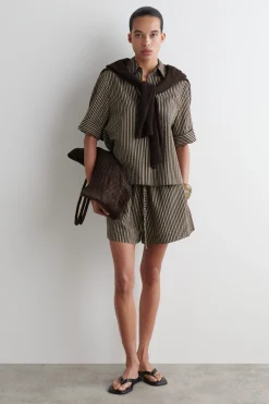 Fashion COS SZORTY W PASKI Z TKANINY SEERSUCKER