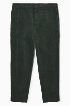 New COS SZTRUKSOWE SPODNIE CHINOS Z PROSTYMI NOGAWKAMI Ciemnozielony
