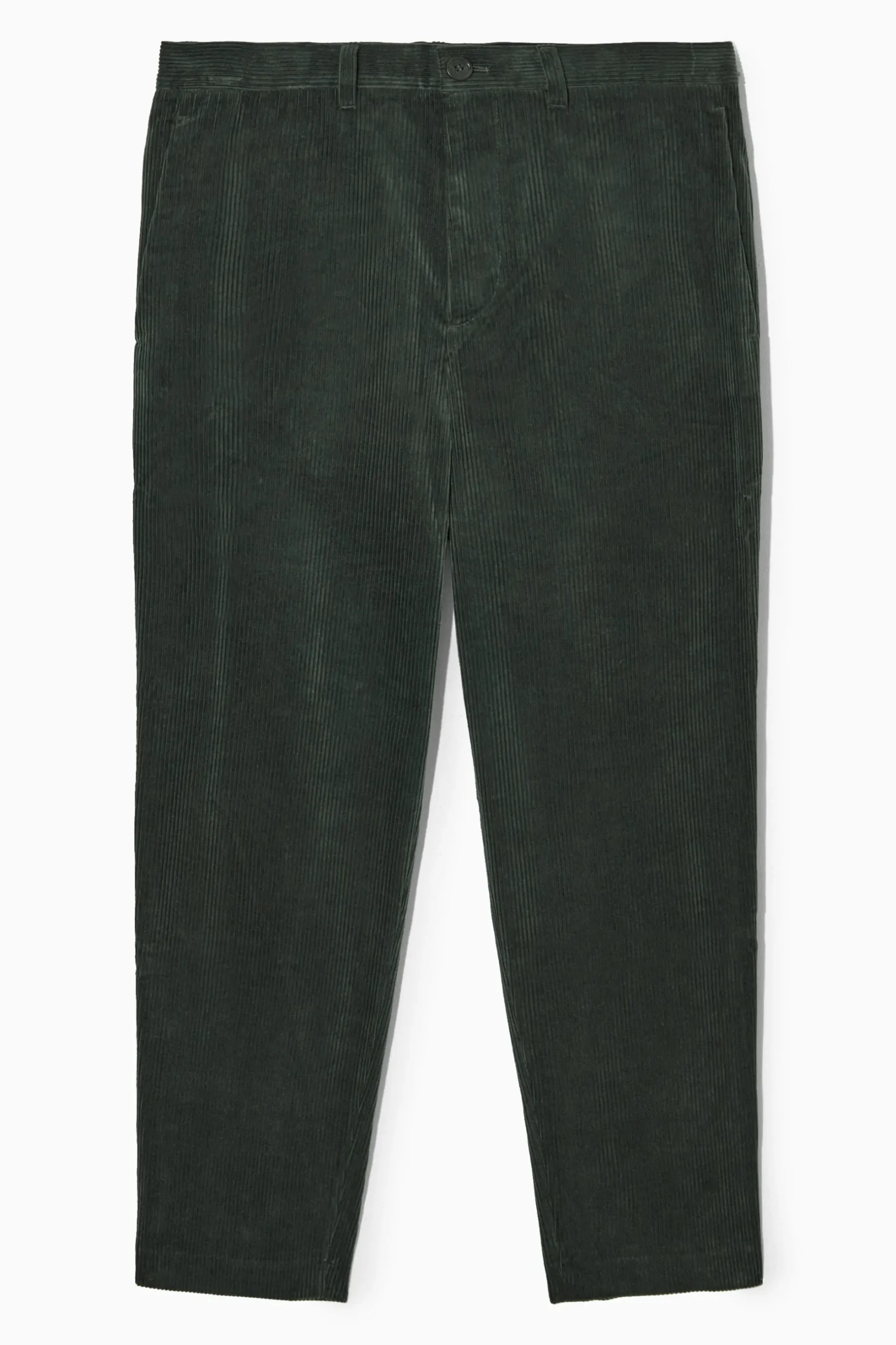 New COS SZTRUKSOWE SPODNIE CHINOS Z PROSTYMI NOGAWKAMI Ciemnozielony