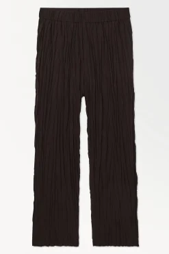 Clearance COS THE CRINKLED BARRELLEG TROUSERS Darkbrown