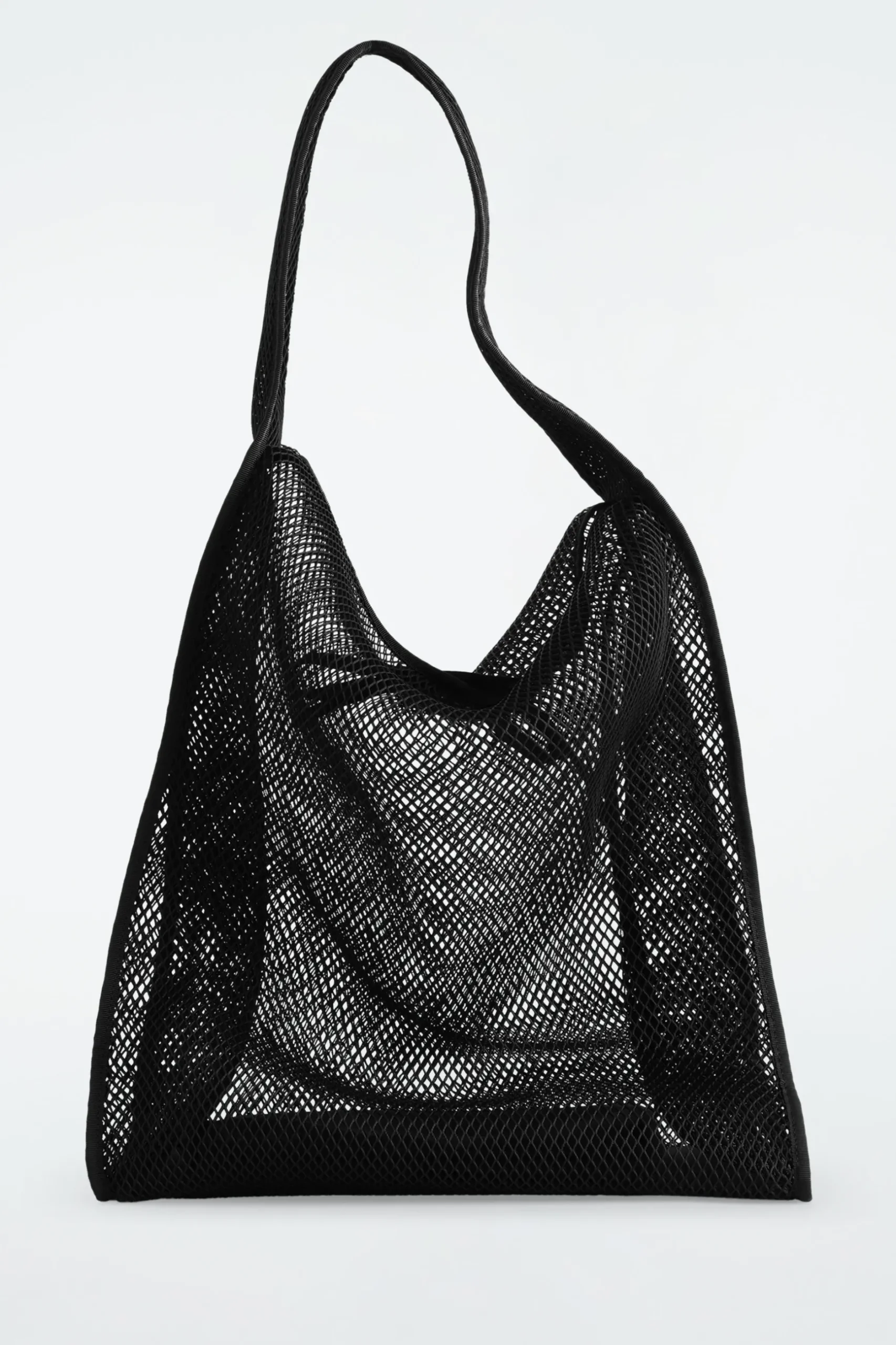 New COS TOREBKA TYPU TOTE BAG Z TKANINY SIATECZKOWEJ Czarny