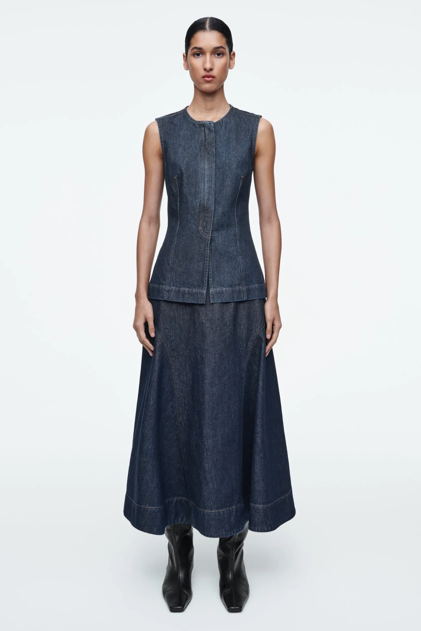 Best COS TRAPEZOWA SPÓDNICA MIDI Z SUROWEGO DENIMU