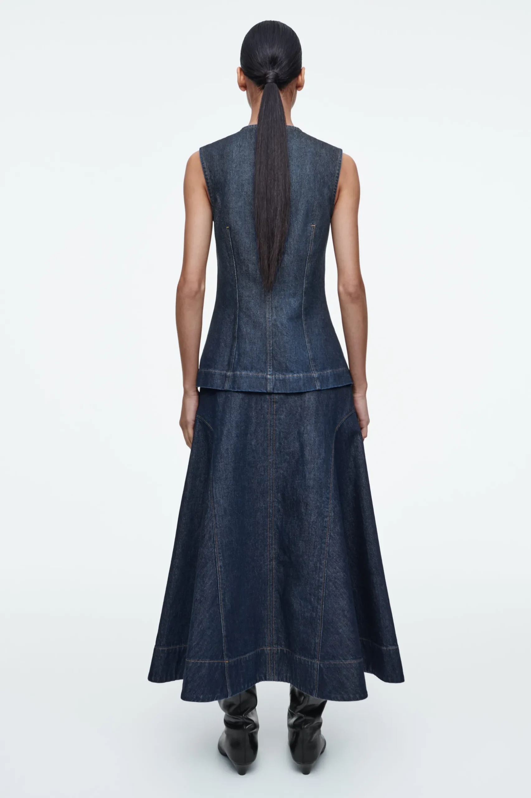 Best COS TRAPEZOWA SPÓDNICA MIDI Z SUROWEGO DENIMU