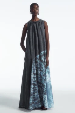 Fashion COS TRAPEZOWA SUKIENKA MAXI Z ZEBRANYM MATERIAŁEM