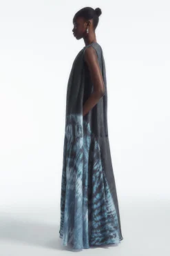 Fashion COS TRAPEZOWA SUKIENKA MAXI Z ZEBRANYM MATERIAŁEM