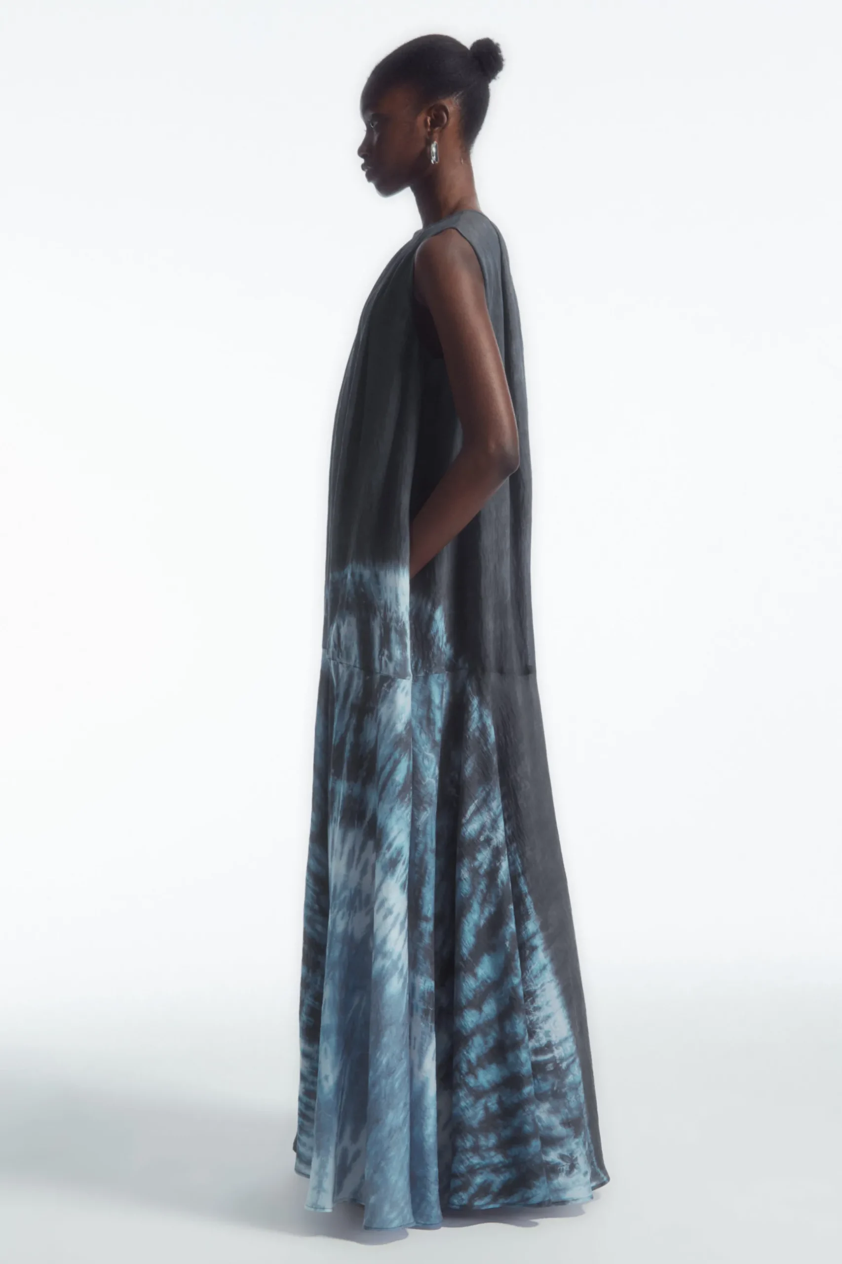 Fashion COS TRAPEZOWA SUKIENKA MAXI Z ZEBRANYM MATERIAŁEM