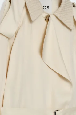 Fashion COS TRENCZ Z DZIANINOWYM KOŁNIERZYKIEM