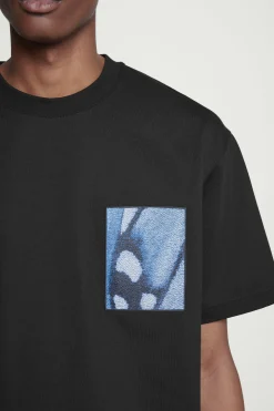 Fashion COS T-SHIRT Z ŻAKARDOWYMI NASZYWKAMI – OVERSIZED FIT