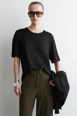 New COS T-SHIRT Z DZIANINY JEDWABNEJ