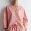 Discount COS VNECK LINENCOTTON SHIRT