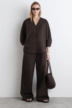 Outlet COS VNECK LINENCOTTON SHIRT