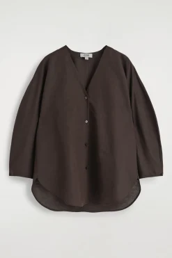 Outlet COS VNECK LINENCOTTON SHIRT