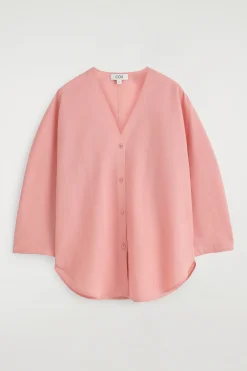 Discount COS VNECK LINENCOTTON SHIRT