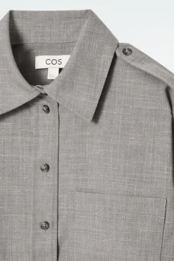 Fashion COS WEŁNIANA KOSZULA Z PAGONAMI – REGULAR FIT