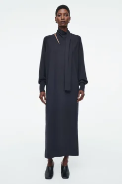New COS WEŁNIANA SUKIENKA MAXI Z SZALEM