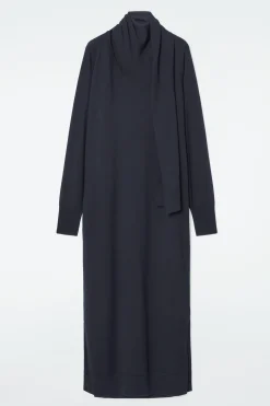 New COS WEŁNIANA SUKIENKA MAXI Z SZALEM
